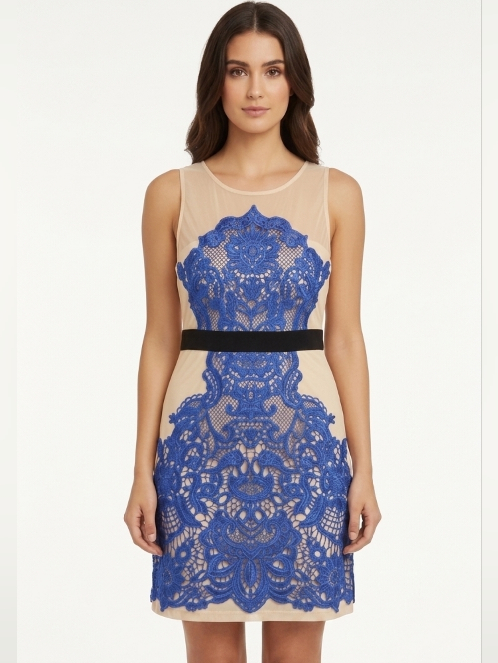 Windsor Royal Blue Lace Appliqué Mini Dress